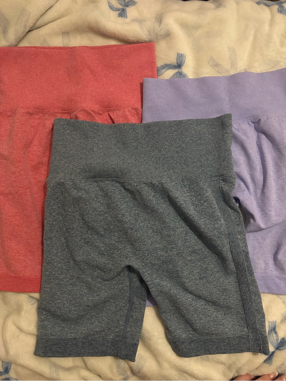 Seamless High-Waist Bike Shorts - Gray, Purple, Pink